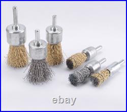 Stainless Steel Brass Wire Cup End Brush Set 1/4'' Shank For Rotary Tools Drills