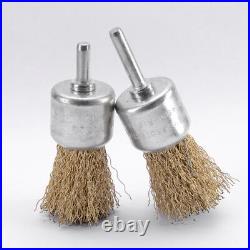 Stainless Steel Brass Wire Cup End Brush Set 1/4'' Shank For Rotary Tools Drills