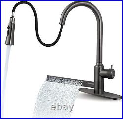 Stainless Steel Brushed Nickel Kitchen Faucet, Waterfall outlet, 3 Modes, F139