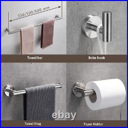 Stainless Steel Brushed Toilet Paper Holder-Ring Robe Hook Towel Round Rail Bar