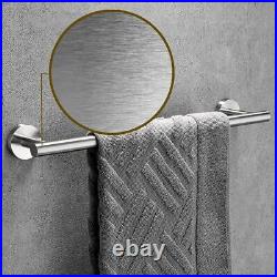 Stainless Steel Brushed Toilet Paper Holder-Ring Robe Hook Towel Round Rail Bar