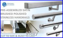 Stainless Steel Handrail Brushed Bannister Stair Hand Rail Multi-Groove Ends