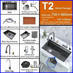 Stainless Steel Kitchen Waterfall Sink Digital Display Singl Basin Touch Control