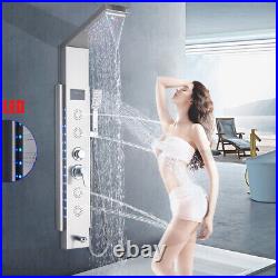 Stainless Steel LED Shower Column Tower Panel Rain Waterfall Shower Head With Jets