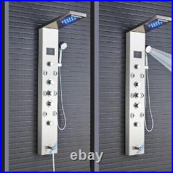 Stainless Steel LED Shower Panel Column Tower Rainfall Massage Body Jets Mixer