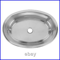 Stainless Steel Oval Boat Sink with Drain Hole Marine Grade Brushed Finish