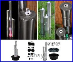 Stainless Steel Water Feature Brushed Bamboo with Lights Garden Outdoor H120cm