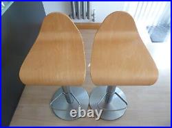Stuart Frazer Stools in Beech and Brushed Stainless Steel x 2 NEW