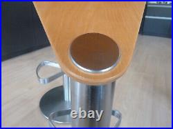 Stuart Frazer Stools in Beech and Brushed Stainless Steel x 2 NEW