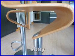 Stuart Frazer Stools in Beech and Brushed Stainless Steel x 2 NEW