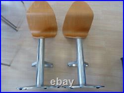 Stuart Frazer Stools in Beech and Brushed Stainless Steel x 2 NEW