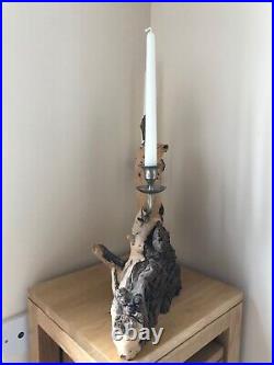 Superb Contemporary Bespoke 15 Brushed Stainless Steel Driftwood Candelabra