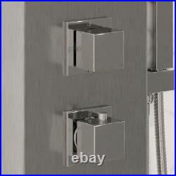 Thermostatic Shower Panel Column Tower Body Jets Twin Head Brushed Steel Finish