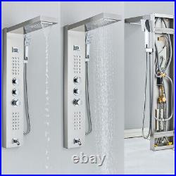 Thermostatic Shower Panel Column Tower Stainless Steel Black Waterfall Body Jet