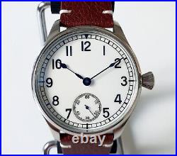 Unitas 6498-1 Mens Watch White Marine Enamel Dial Blue Hands Serviced Unique