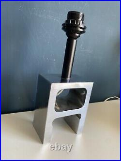 Vintage Italian Stainless Steel Brutalist Fontana Arte Style Table Lamp 1980s