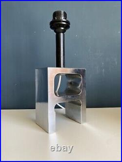 Vintage Italian Stainless Steel Brutalist Fontana Arte Style Table Lamp 1980s