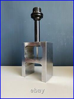 Vintage Italian Stainless Steel Brutalist Fontana Arte Style Table Lamp 1980s