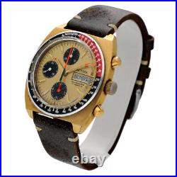 Vintage Sicura Chronograph Day/Date Brown Leather Swiss Automatic Men's Watch