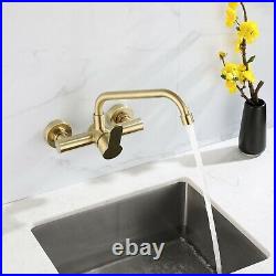 Wall Mounted Brushed Gold Kitchen Sink Stainless Steel304 Mixer Faucet Tap
