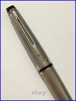 Waterman Expert Brushed Stainless Steel Chrome Trim Ballpoint Pen-superb