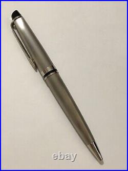 Waterman Expert Brushed Stainless Steel Chrome Trim Ballpoint Pen-superb