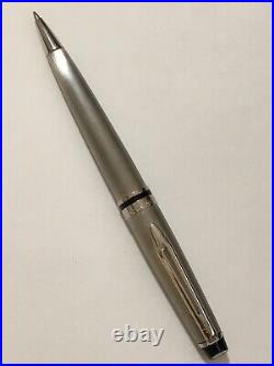 Waterman Expert Brushed Stainless Steel Chrome Trim Ballpoint Pen-superb