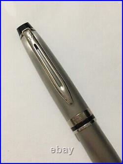 Waterman Expert Brushed Stainless Steel Chrome Trim Rollerball Pen-superb