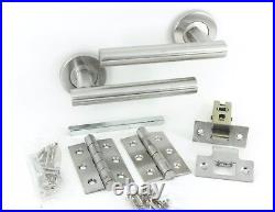 ZENITH Door Handle Pack T Bar Brushed Satin Chrome + Hinges + Latches