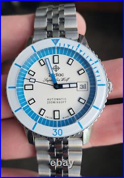 Zodiac Super Sea Wolf Whitecap Automatic Watch ZO9291 Bracelet + 3 Extra Straps