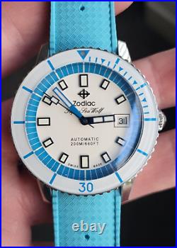 Zodiac Super Sea Wolf Whitecap Automatic Watch ZO9291 Bracelet + 3 Extra Straps